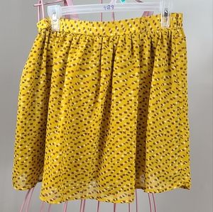 Mossimo Mini Skirt Yellow Brown Pull On Lined Size Large